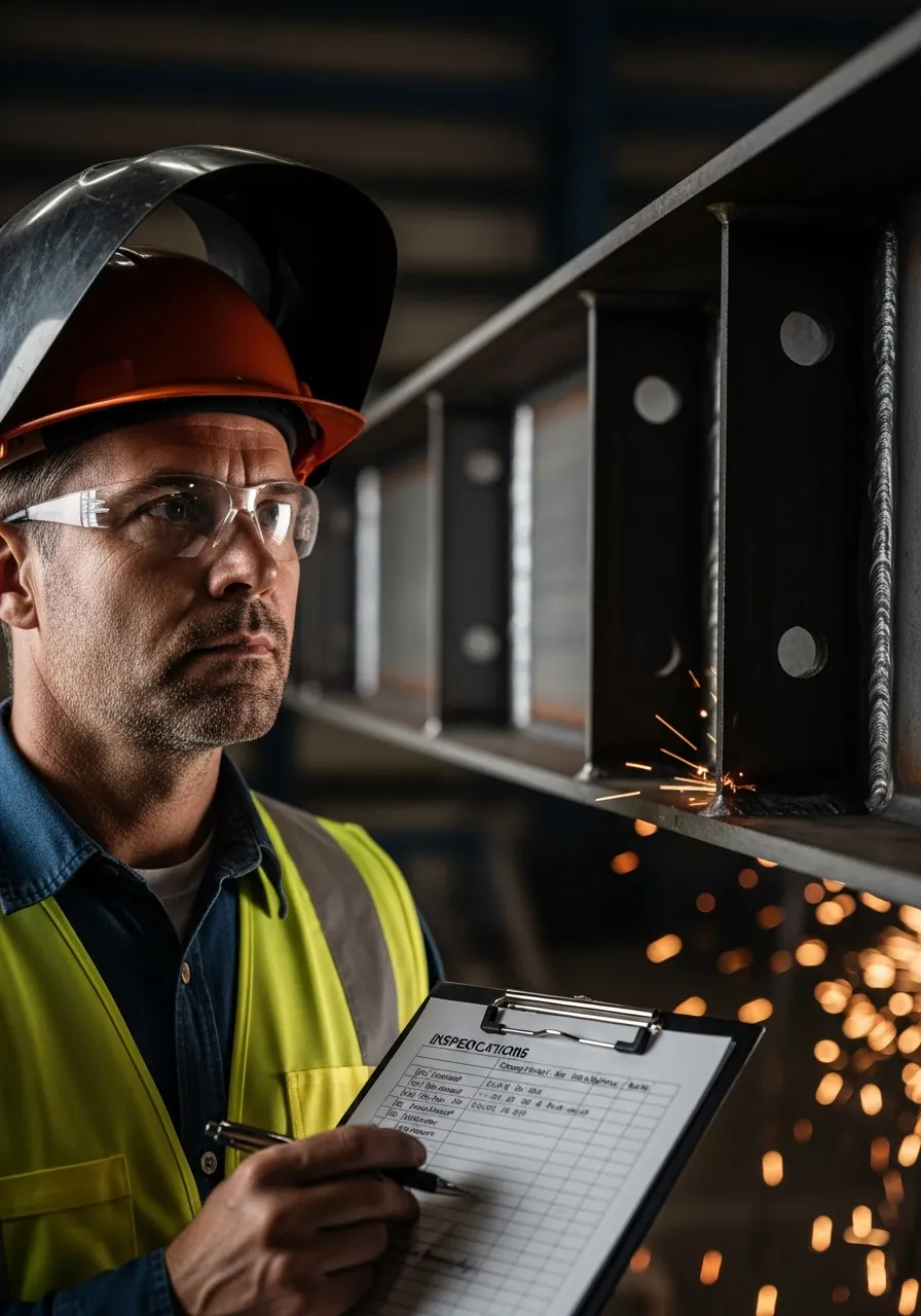 TOL quality control inspection of a steel frame